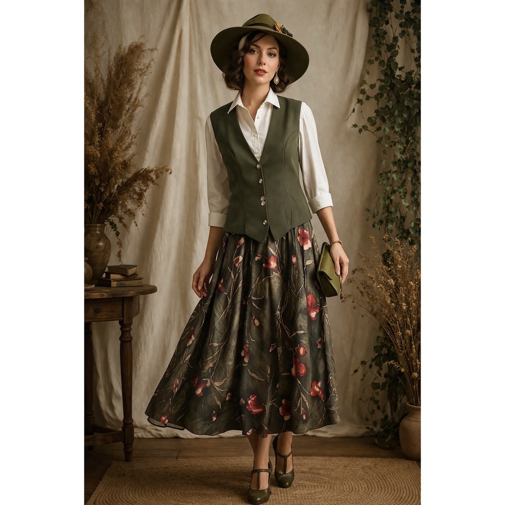 Vintage Just In Thyme Cottagecore Festival Midi Dress Art To Wear Floral Size 12